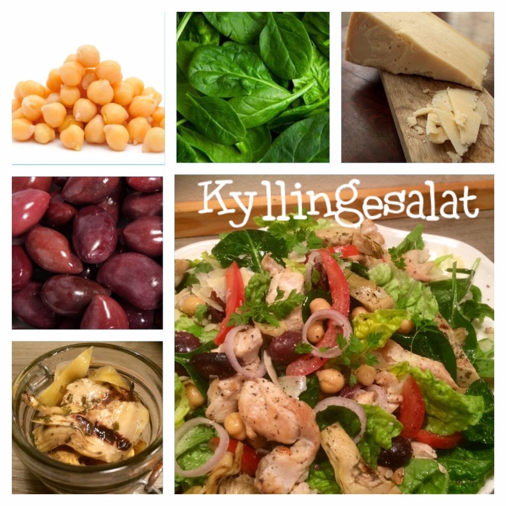 kyllingesalat med kikærter og parmasan