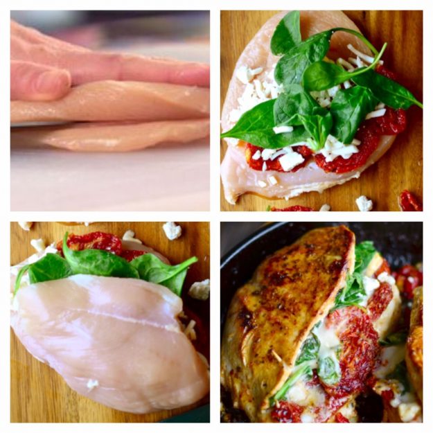 Fyldt kyllingebryst,kylling,mozzarella,tomater,basilikum